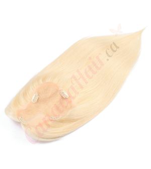 Bleach Blonde #613 Hair Topper For Thinning Hair Part Large Coverage (Size: 3 inch - 5.75 inch x 5 inch) Remy Human Hair 