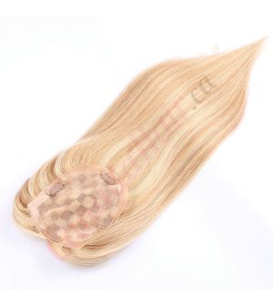 Honey Brown & Ash Blonde #12/24  Hair Topper for Thinning Hair Crown (Size: 5 inch x 4 inch) Remy Human Hair 