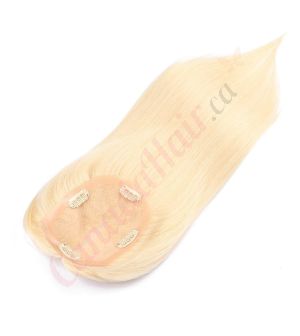 Bleach Blonde #613 Hair Topper for Thinning Hair Crown (Size: 5 inch x 4 inch) Remy Human Hair 