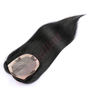 Jet Black #1 Hair Topper for Thinning Hair Crown (Size: 5 inch x 4 inch) Remy Human Hair 