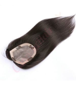 Black / Brown #1b Hair Topper for Thinning Hair Crown (Size: 5 inch x 4 inch) Remy Human Hair 