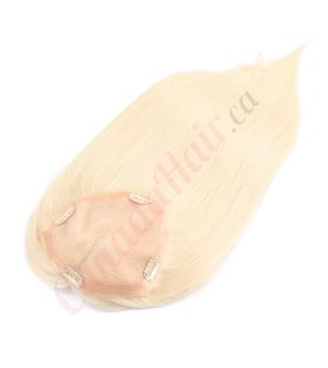 Platinum Blonde Hair Topper for Full Coverage (Size: 6.5 inch x 6.5 inch) Remy Human Hair 