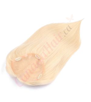 Blonde #60 Hair Topper for Full Coverage (Size: 6.5 inch x 6.5 inch) Remy Human Hair 