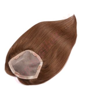 Chocolate Brown #4 Hair Topper for Full Coverage (Size: 6.5 inch x 6.5 inch) Remy Human Hair  