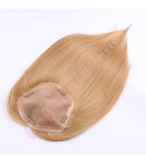 Strawberry Blonde #27 Hair Topper for Full Coverage (Size: 6.5 inch x 6.5 inch) Remy Human Hair 