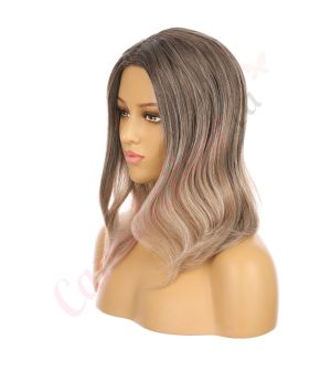 DM2031313-v4 Ombre Dark Blonde Short Synthetic Hair Wig with Bangs [FINAL SALE]