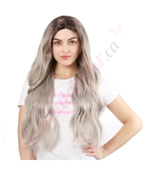 G1901653C-v4 - Long Grey Synthetic Hair Wig  [FINAL SALE]