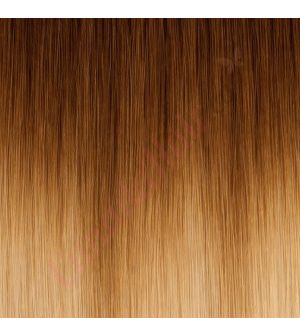 18 inch Clip-ins Remy Human Hair Warm Chestnut Brown to Golden Blonde #T4122 100g