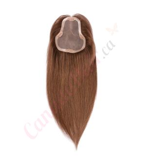 Chocolate Brown #4 Hair Topper For Thinning Hair Part Large Coverage (Size: 3 inch - 5.75 inch x 5 inch) Remy Human Hair 