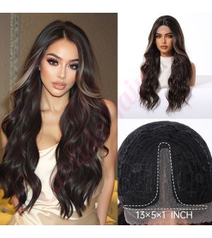 WG1001-5 Dark Brown with Ash Blonde Highlights Synthetic Curly Trendy Styles Wig [FINAL SALE]