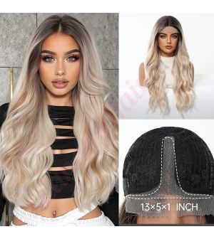 WG1001-7 Ash Blonde with Dark Roots Synthetic Wavy Wig [FINAL SALE]