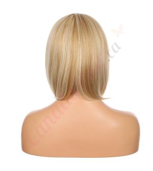 DM1707529-v4 - Short Highlighted Blonde Synthetic Hair Wig With Bangs [FINAL SALE]