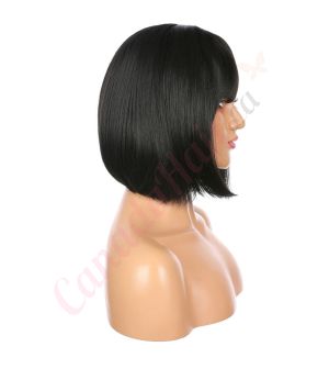 DM1810681-v4 - Short Black Synthetic Hair Wig With Bangs [FINAL SALE]