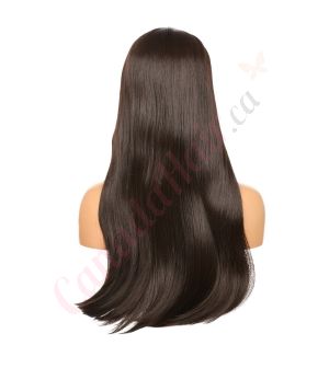 DM1810763-v4 - Long Dark Brown Synthetic Hair Wig With Bangs [FINAL SALE]