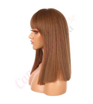 DM1810885-v3 - Short Brunette Brown Synthetic Hair Wig With Bangs [FINAL SALE]