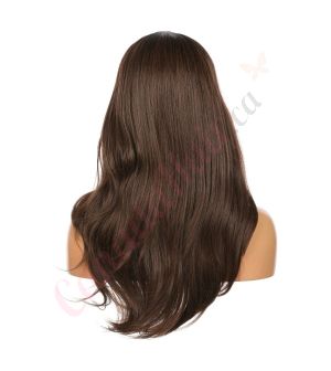 DM2031255-v4 - Long Dark Brown Synthetic Hair Wig With Bangs [FINAL SALE]