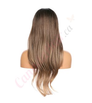 DM2031290-v4 - Long Light Highlighted Brown Synthetic Hair Wig [FINAL SALE]