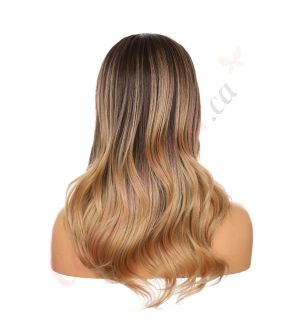 DM2031319-v4 - Long Ombre Brown Blonde Synthetic Hair Wig  [FINAL SALE]
