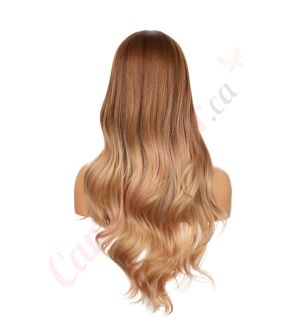 DM2031335-v4 - Long Ombre Brown Blonde Synthetic Hair Wig With Bangs [FINAL SALE]