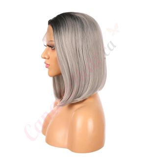 G1901635-v3 - Short Ombre Grey Synthetic Hair Wig  [FINAL SALE]