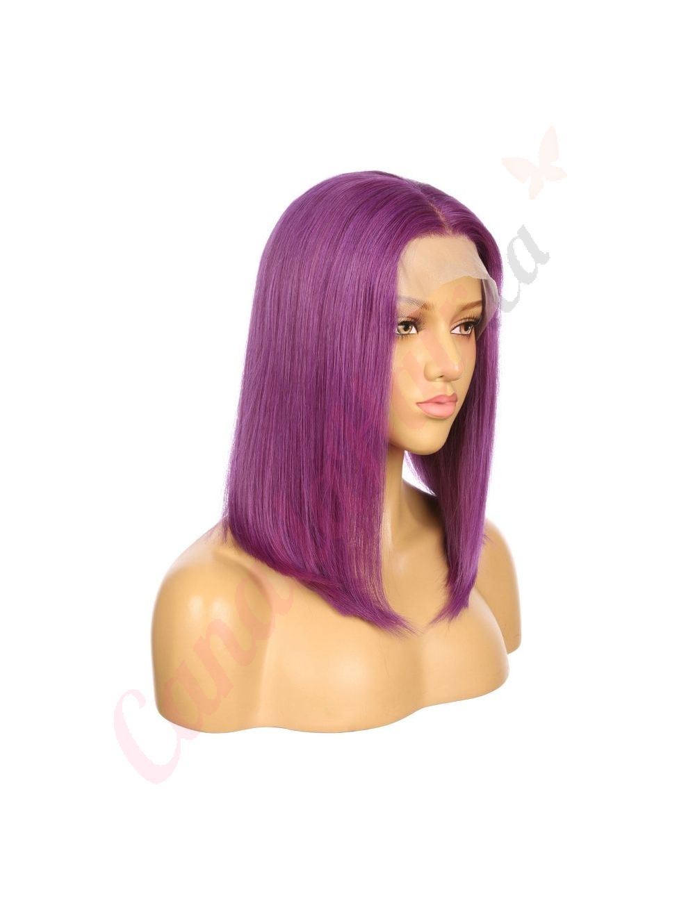16 Purple Remy Human Hair Short Wig 16inch Square Cut Bob