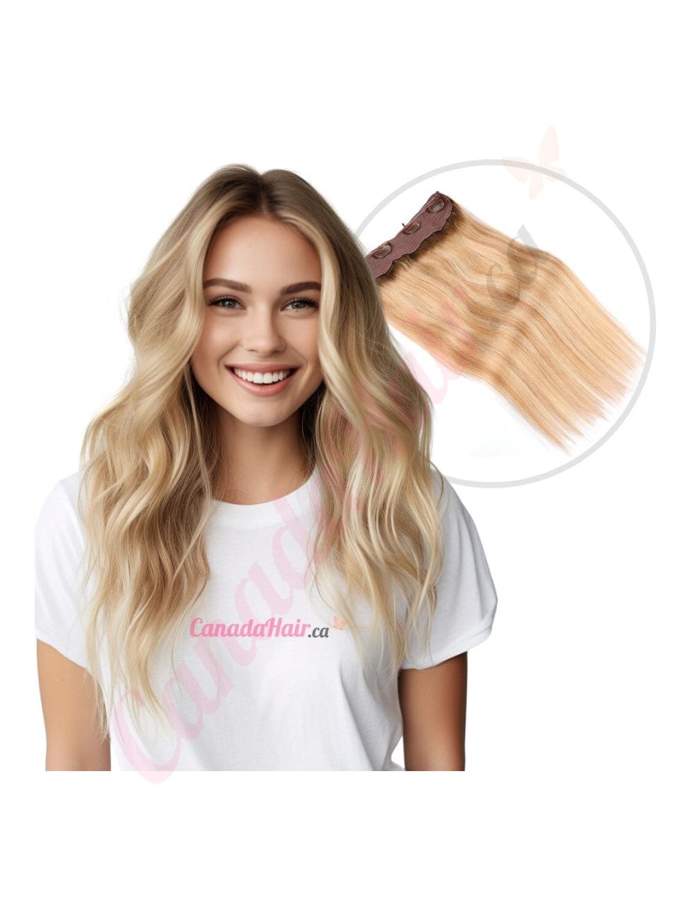 Wire Extensions Rooted Honey Blonde Highlights 100 Real Human Hair 14 inches