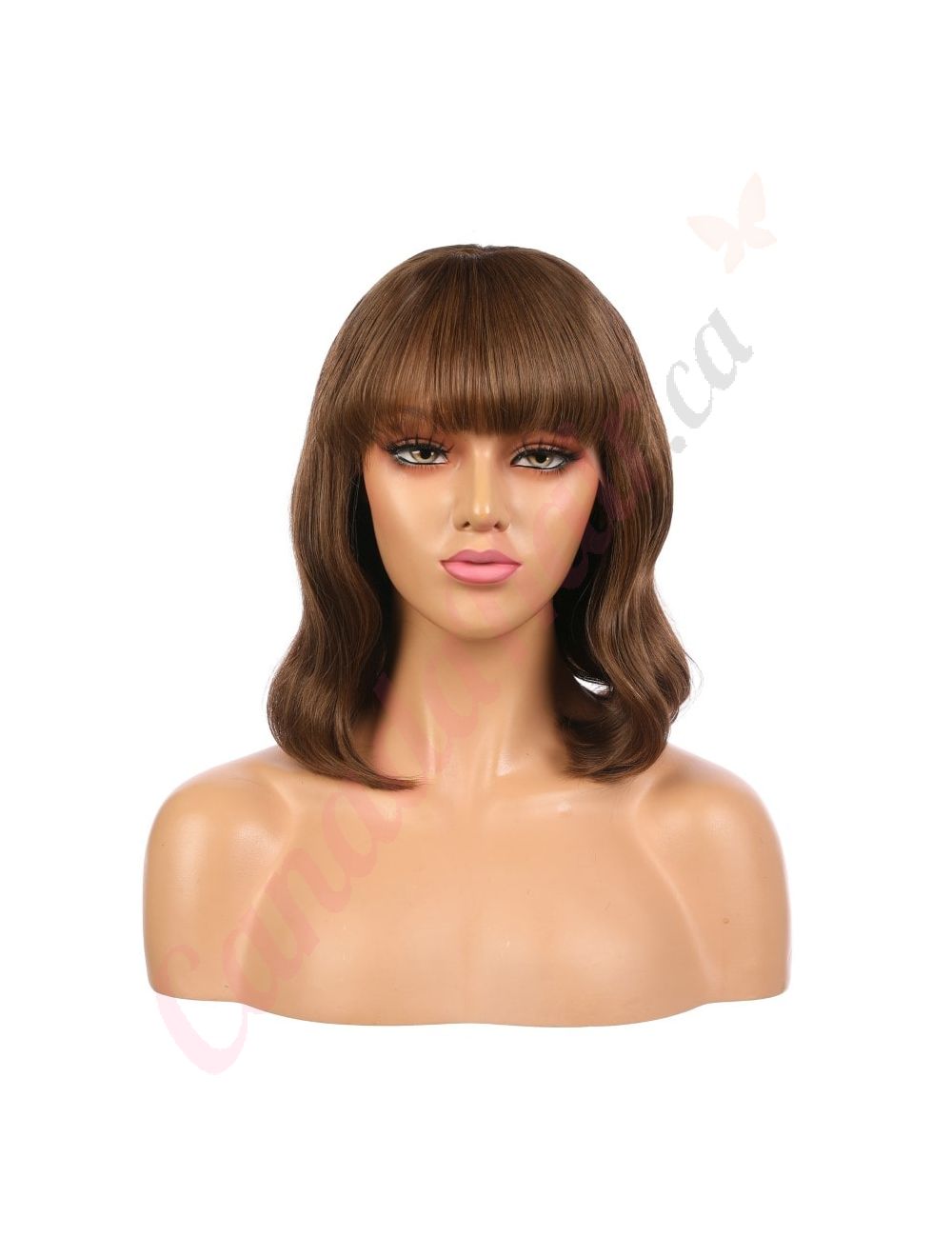 Ophelia Short Brunette Remy Human Hair Wig 14 Inches Bob Wig With Bangs