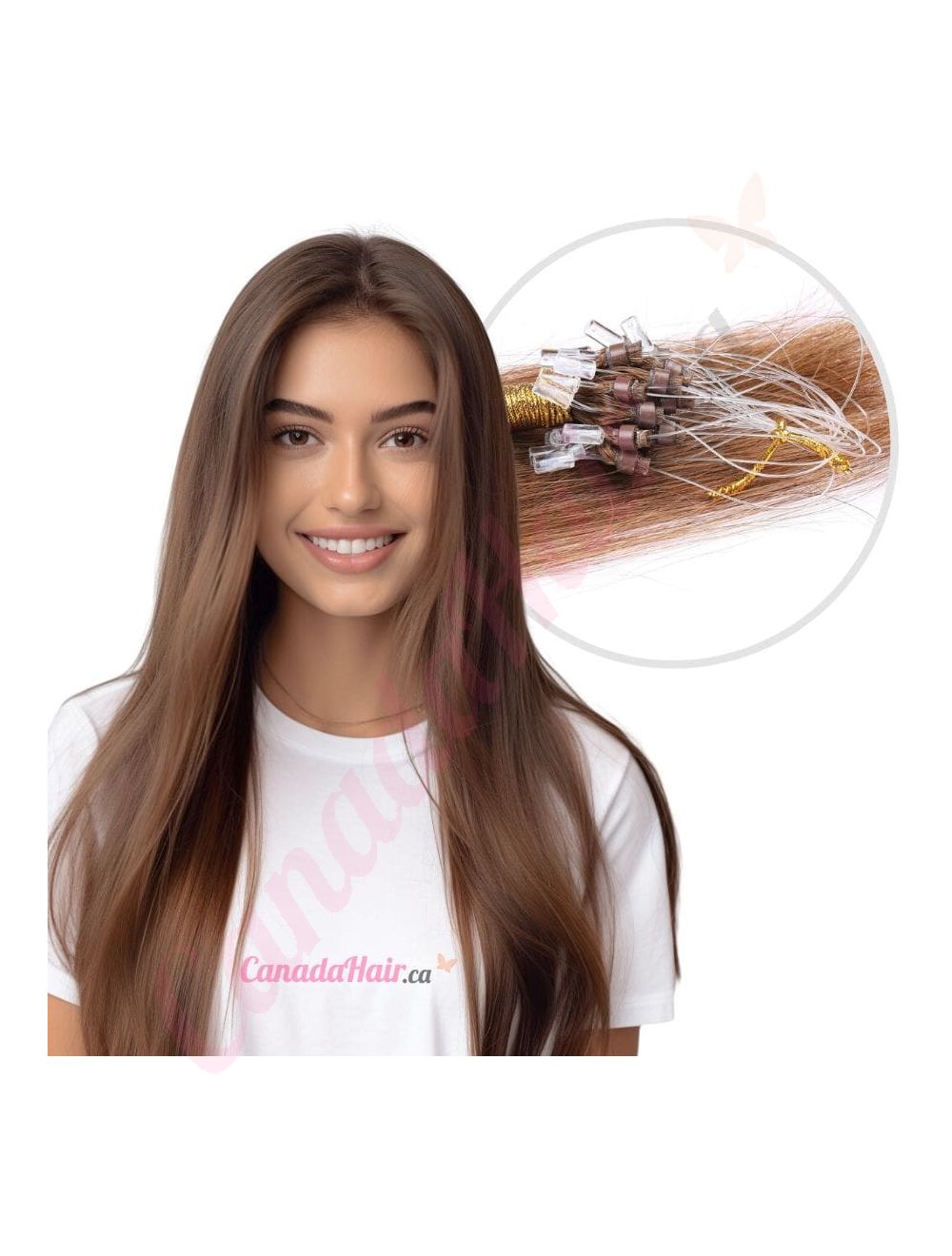 Micro loop Extensions Chestnut Brown 100 Real Human Hair 14 inches