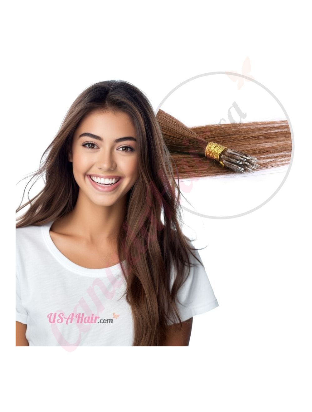 Nano ring Extensions Chocolate Brown 100 Real Human Hair 14 inches