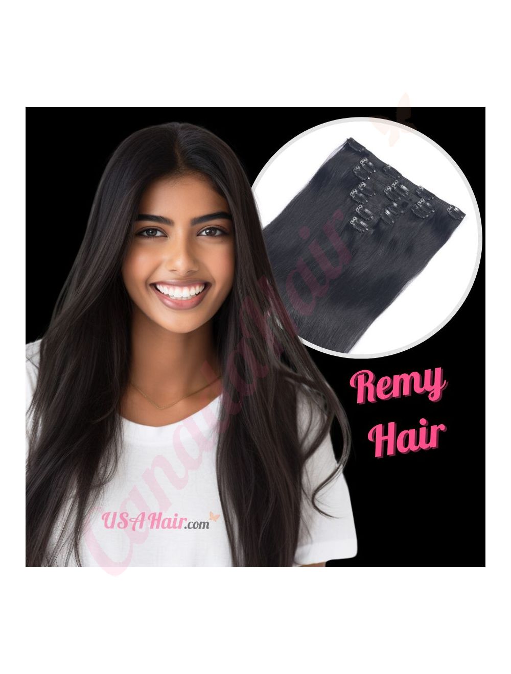 Jet Black 1 Clip ins Remy Hair