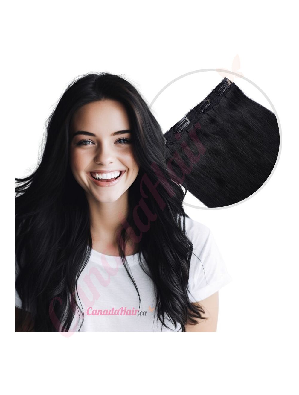 Clip in Volumizer Jet Black 100 Real Human Hair Canada Hair