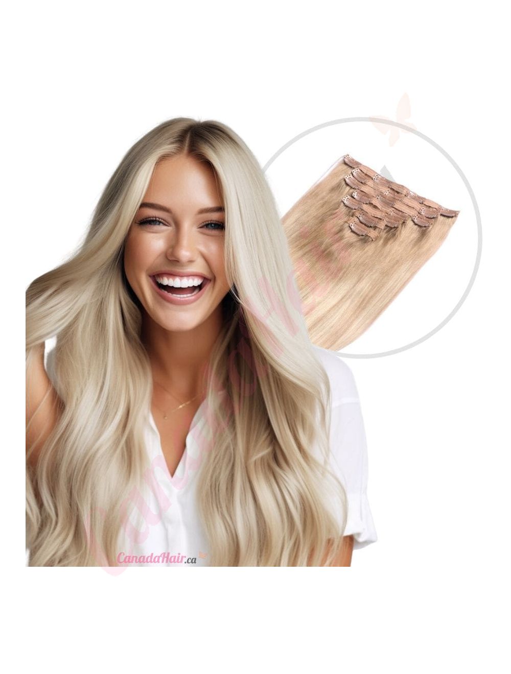 Clip in Extensions Dark Blonde Balayage 100 Real Human Hair 14 inches Canada Hair