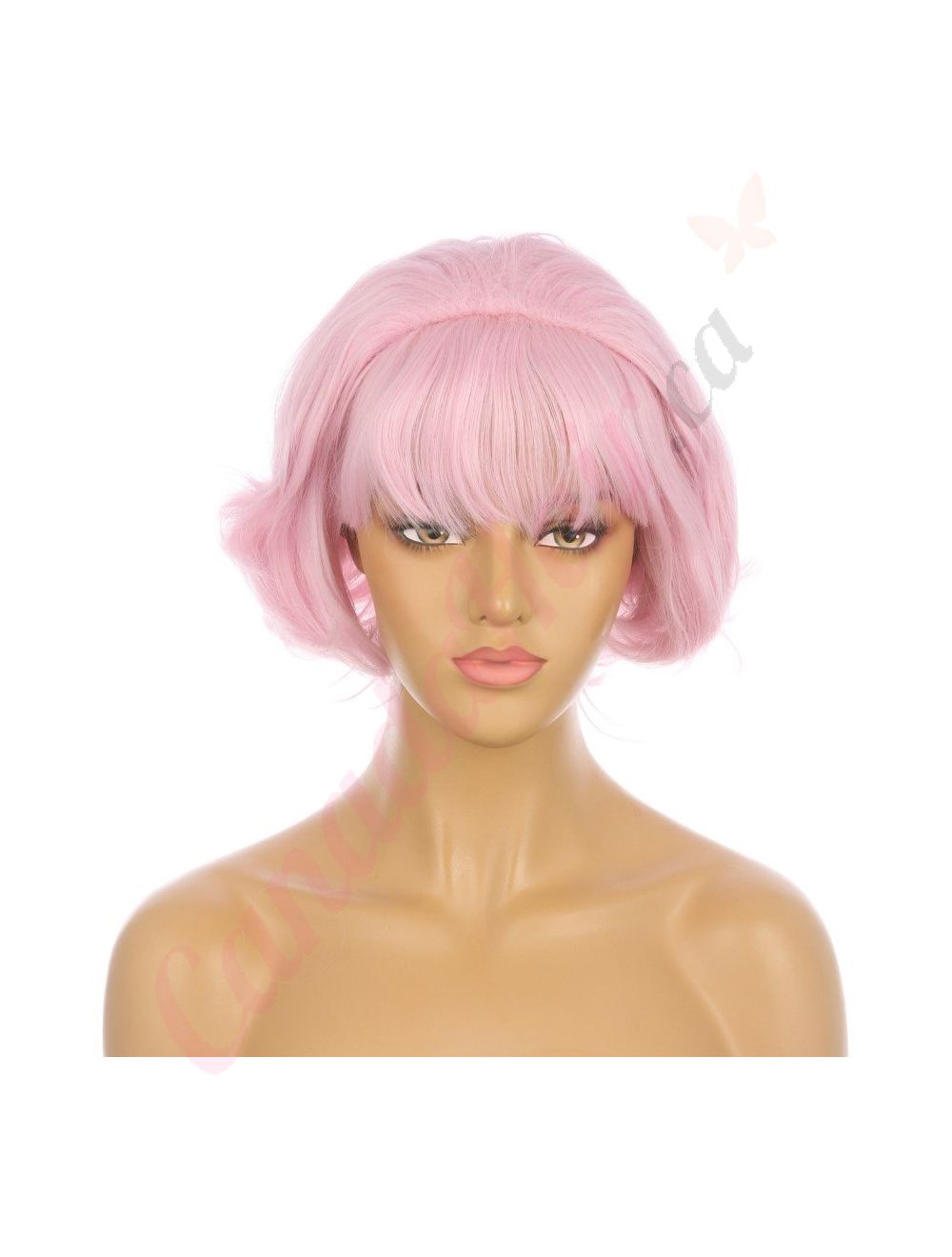 DM2031090-v4 Pastel Pink Short Synthetic Hair Wig with Bang [Final