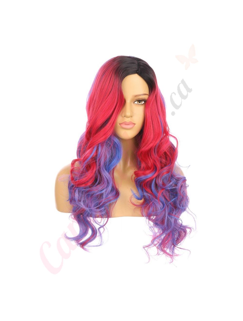 DM2031105 v4 Ombre Red and Blue Long Synthetic Hair Wig FINAL SALE