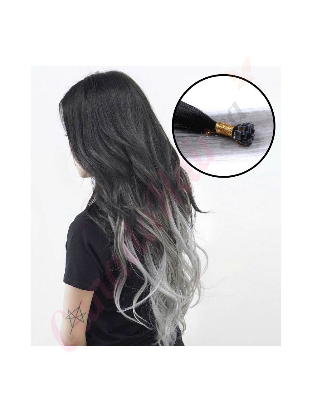 Ombre Grey FUSION hair extensions 100 real hair human hair Qty 20 strands