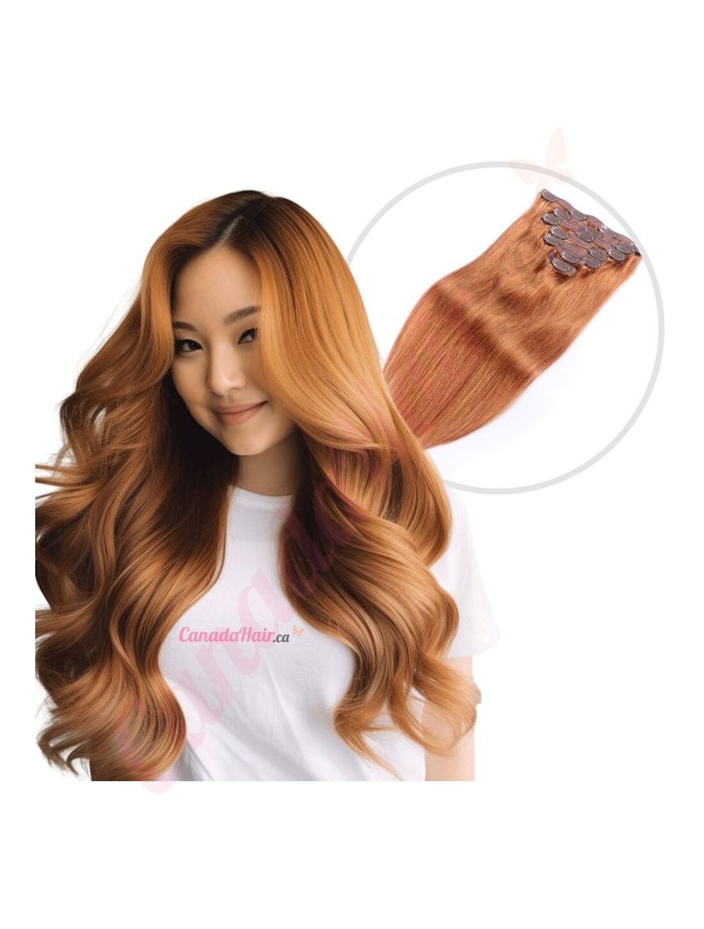 Ginger clip in human hair extensions store