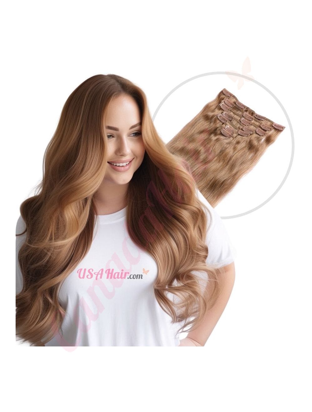 Honey Brown 12 CLIP IN hair extensions 100 real hair human hair