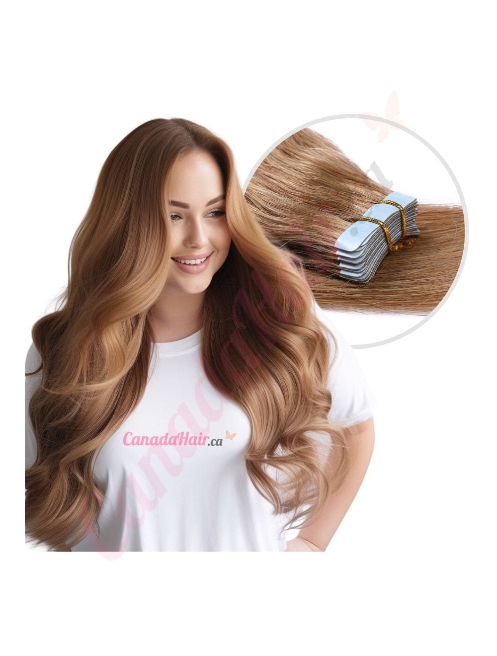 100 Human Hair Tape in Extension Honey Brown 14 22