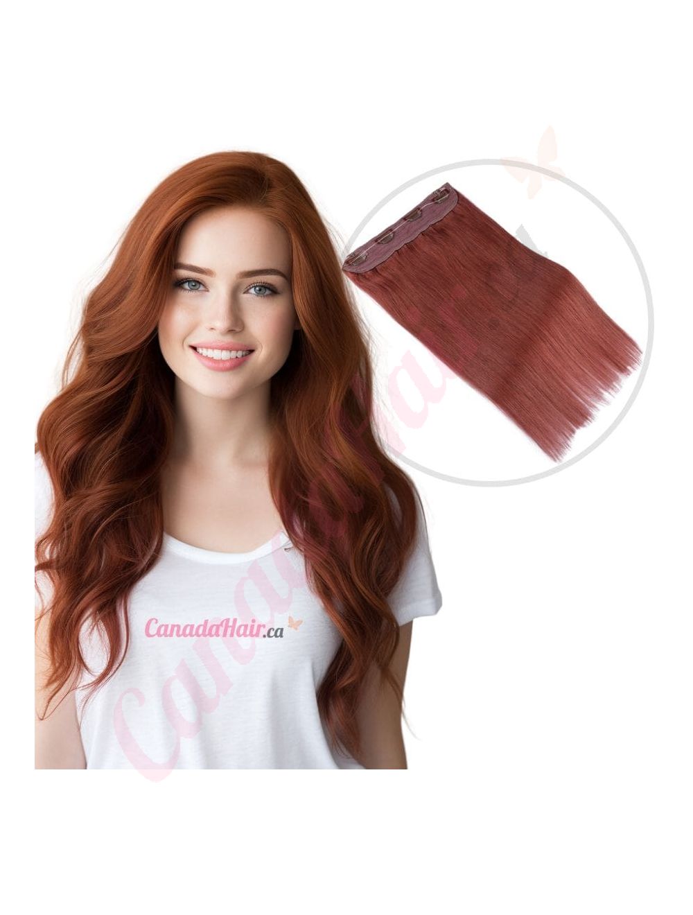 Invisible Wire Extensions Dark Auburn 100 Real Human Hair 14 inches Canada Hair