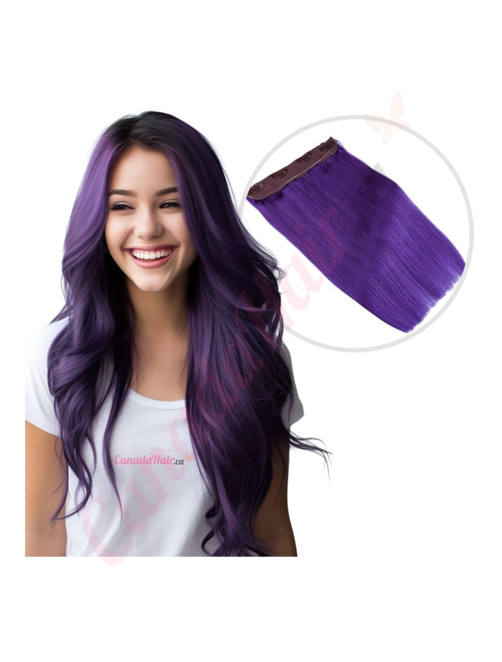 Invisible Wire Extensions Purple 100 Real Human Hair 14 inches Canada Hair