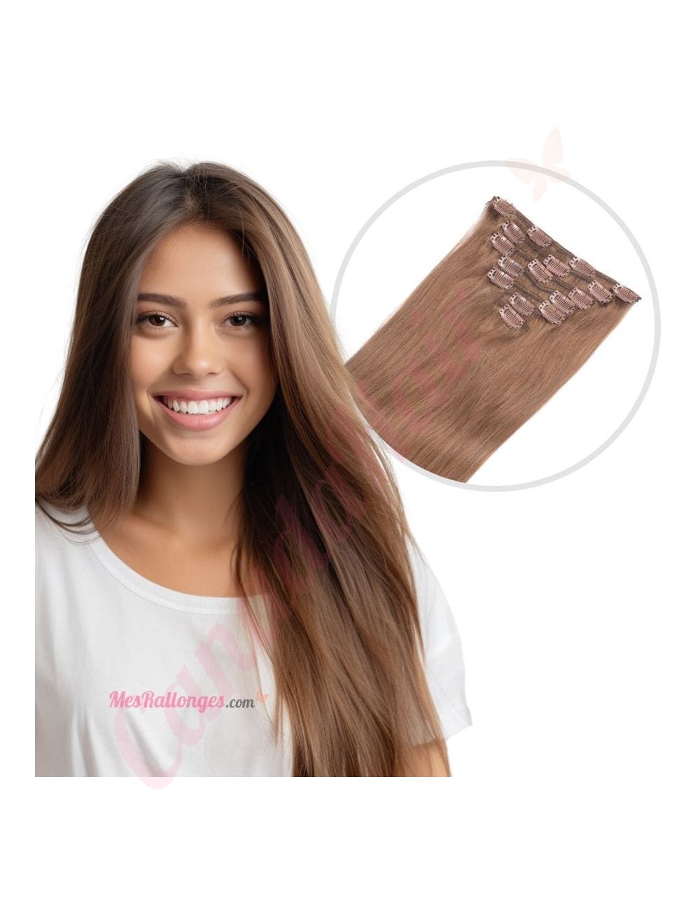 Clip in Extensions Light Brown 100 Real Human Hair 14 inches Canada Hair