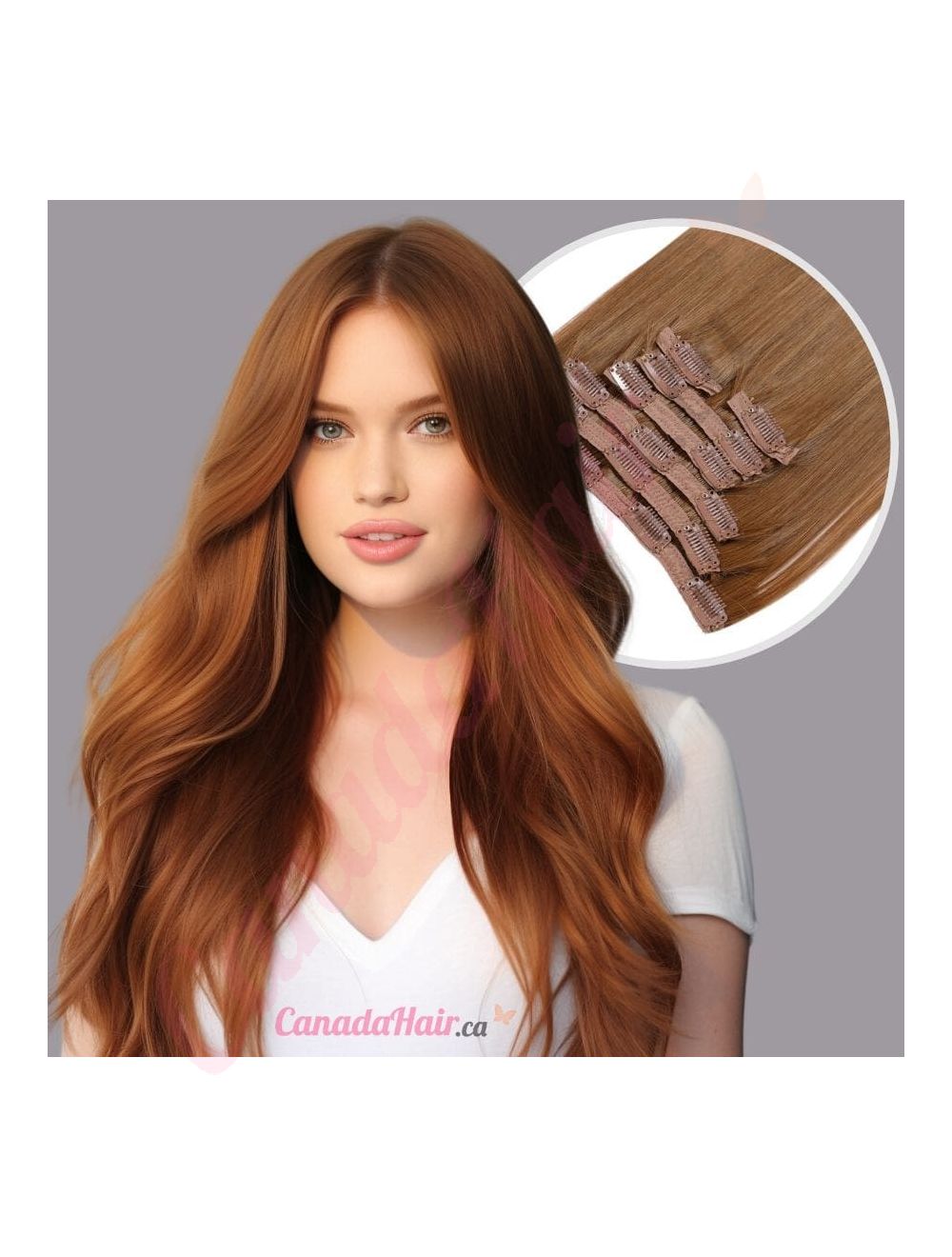 Clip in Extensions Light Brown Synthetic Hair 16 inches 150 grams