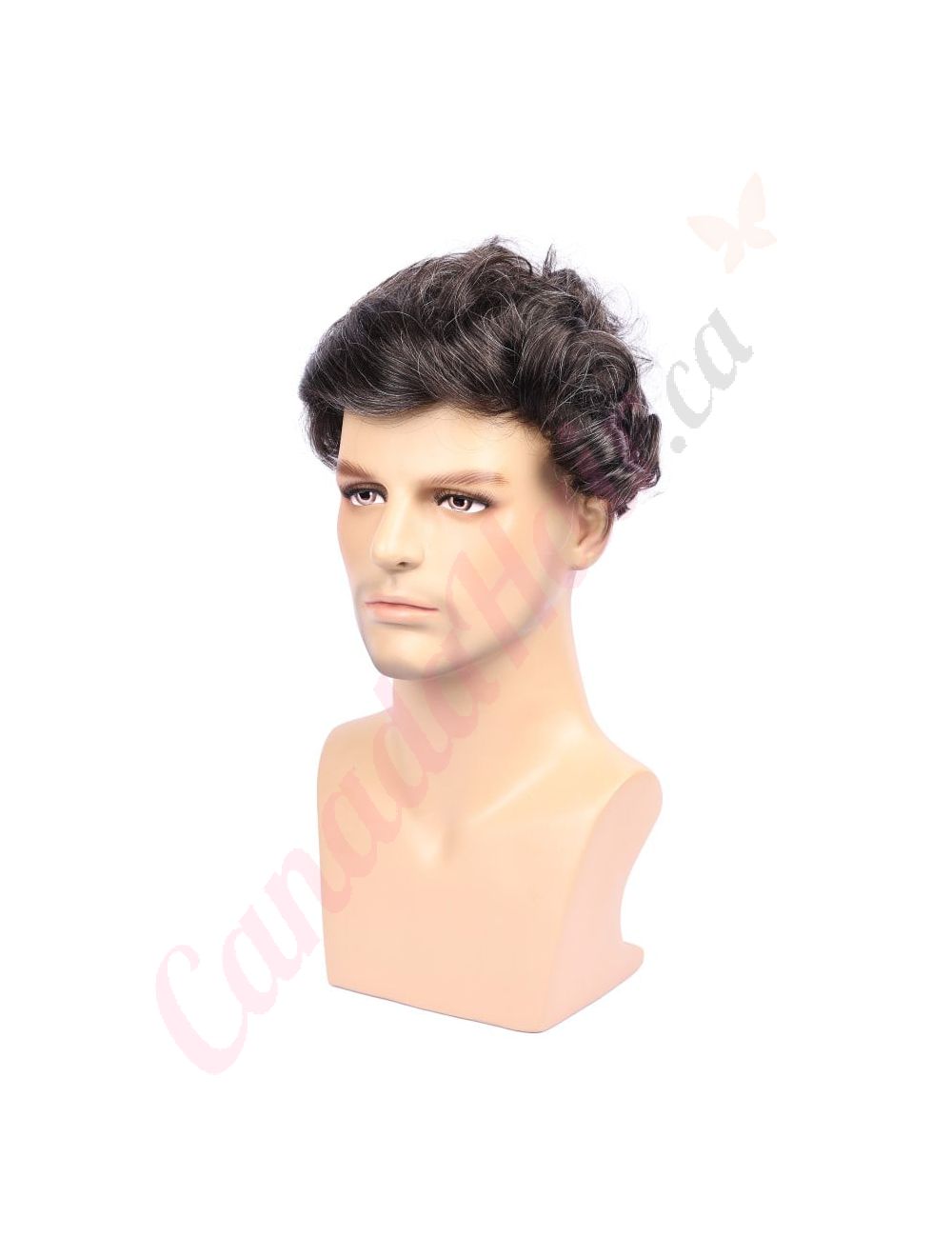 Toupee for Men Black Brown with light grey Remy Human Hair Hair Replacement System For Men PU TOPPER Canada Hair