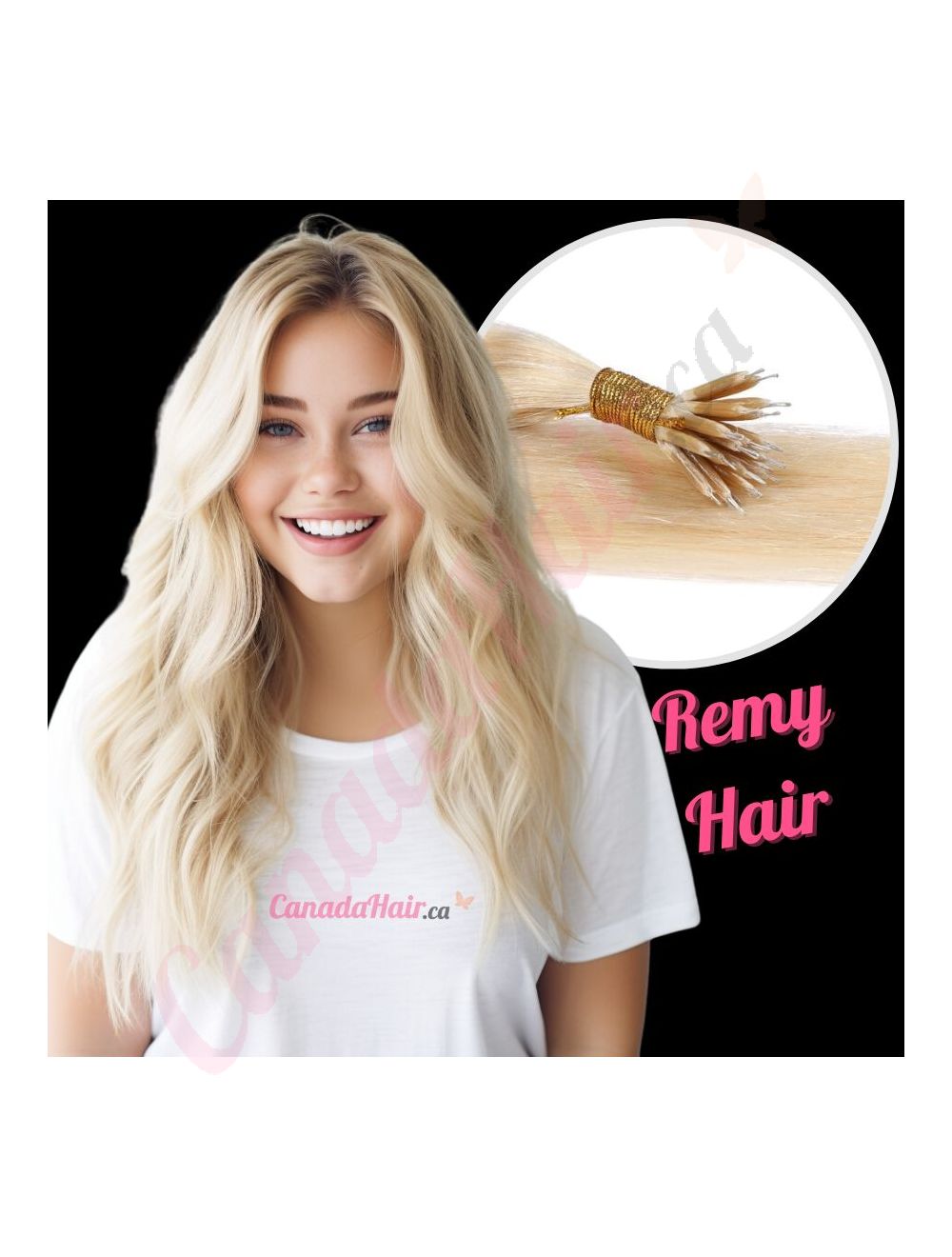 Bleach Blonde nano beads hair extensions nano rings extensions Remy Hair Bleach Blonde