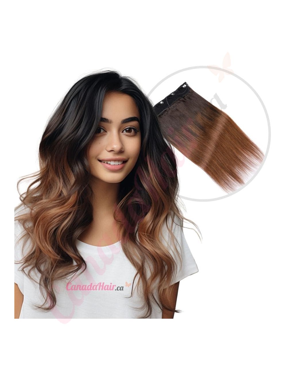 Invisible Wire Extensions Ombre Chestnut Brown 100 Real Human Hair 14 inches Canada Hair