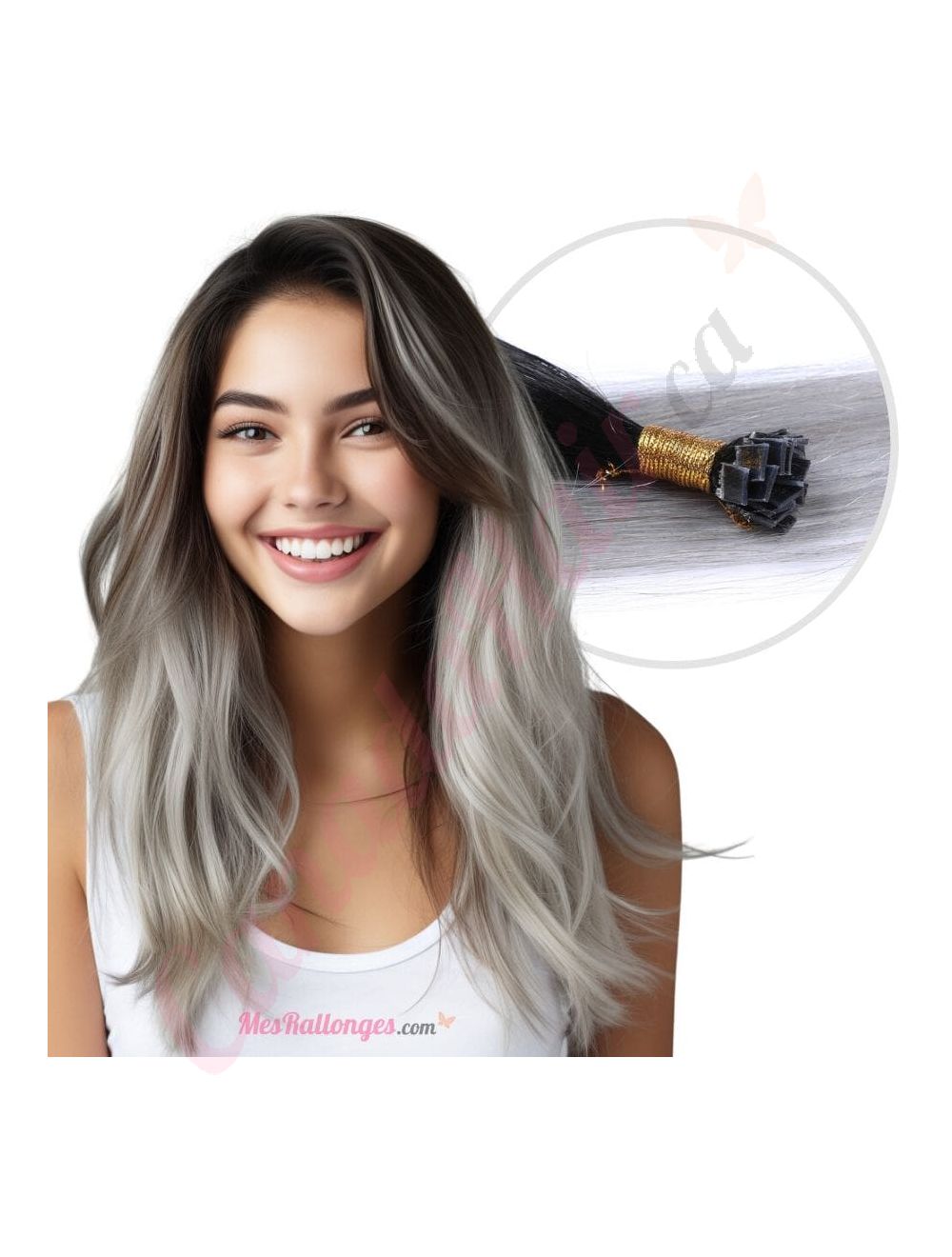 Fusion Extensions Ombre Grey 100 Real Human Hair 14 18 22 inches