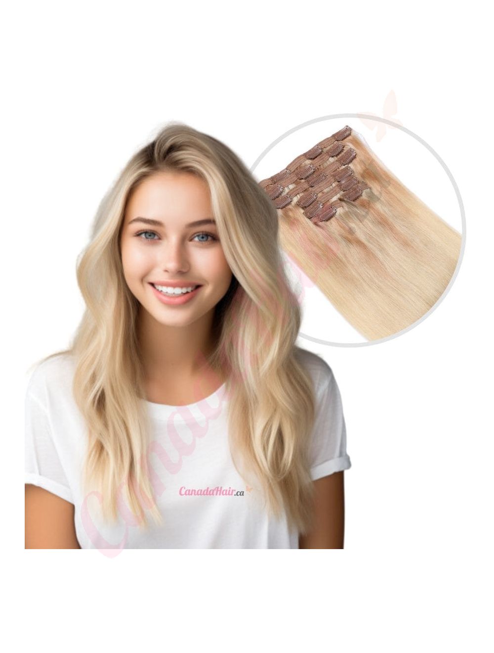 Ombre Light Blonde Clip in Hair Extensions Human Hair CanadaHair