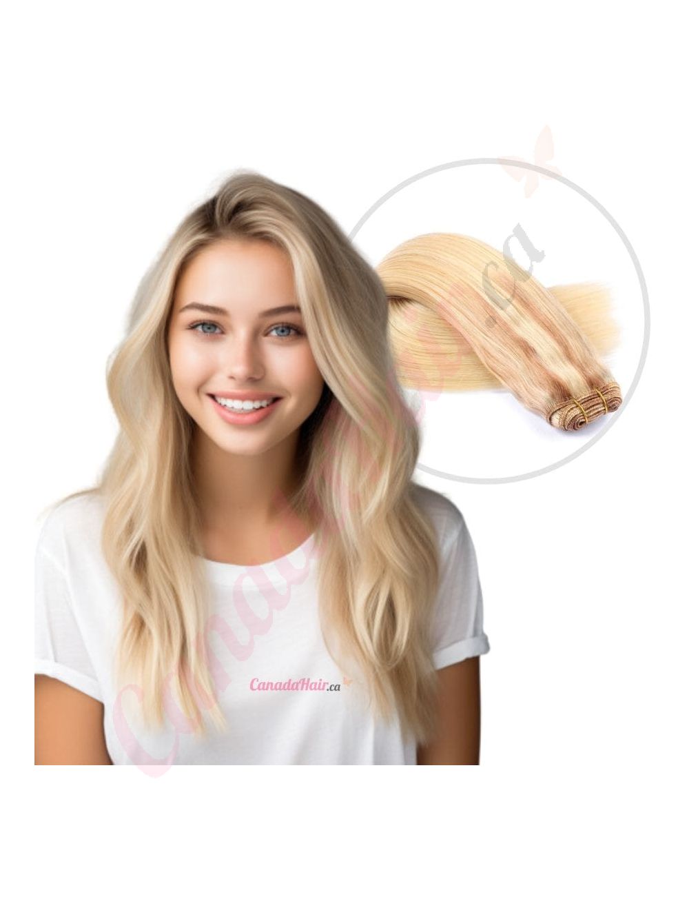 Weft Sew in Extensions Ombre Light Blonde 100 Real Human Hair 14 inches