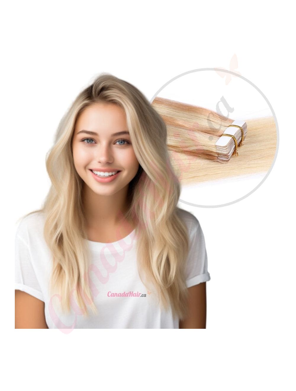 Human hair extensions tape in blonde hot sale