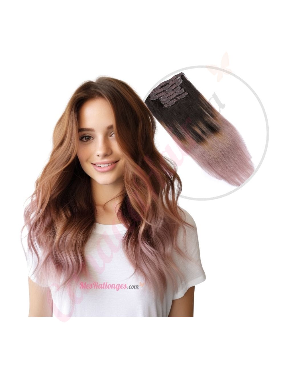 Human hair extensions ombre clip in top